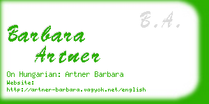 barbara artner business card